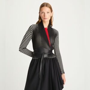 NWT $798 Tory Burch Plaited Shawl Ribbed Cardigan